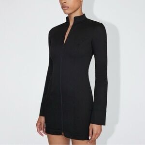 KHY Chic Black Poplin Dual-Way Zip Mini Dress SZ 2 $120